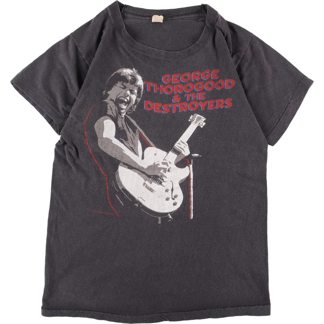 80年代 スクリーンスターズ SCREEN STARS GEORGE THOROGOOD ジョージサラグッド MAVERICK TOTUR 1985 両面プリント バンドTシャツ バンT USA製 メンズS ヴィンテージ /eaa336731435cm肩幅