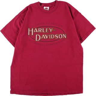 ハーレーダビッドソン(Harley Davidson)の古着 ヘインズ Hanes Harley-Davidson ハーレーダビッドソン 鷲柄 イーグル柄 両面プリント モーターサイクル バイクTシャツ USA製 メンズM /eaa338615(Tシャツ/カットソー(半袖/袖なし))