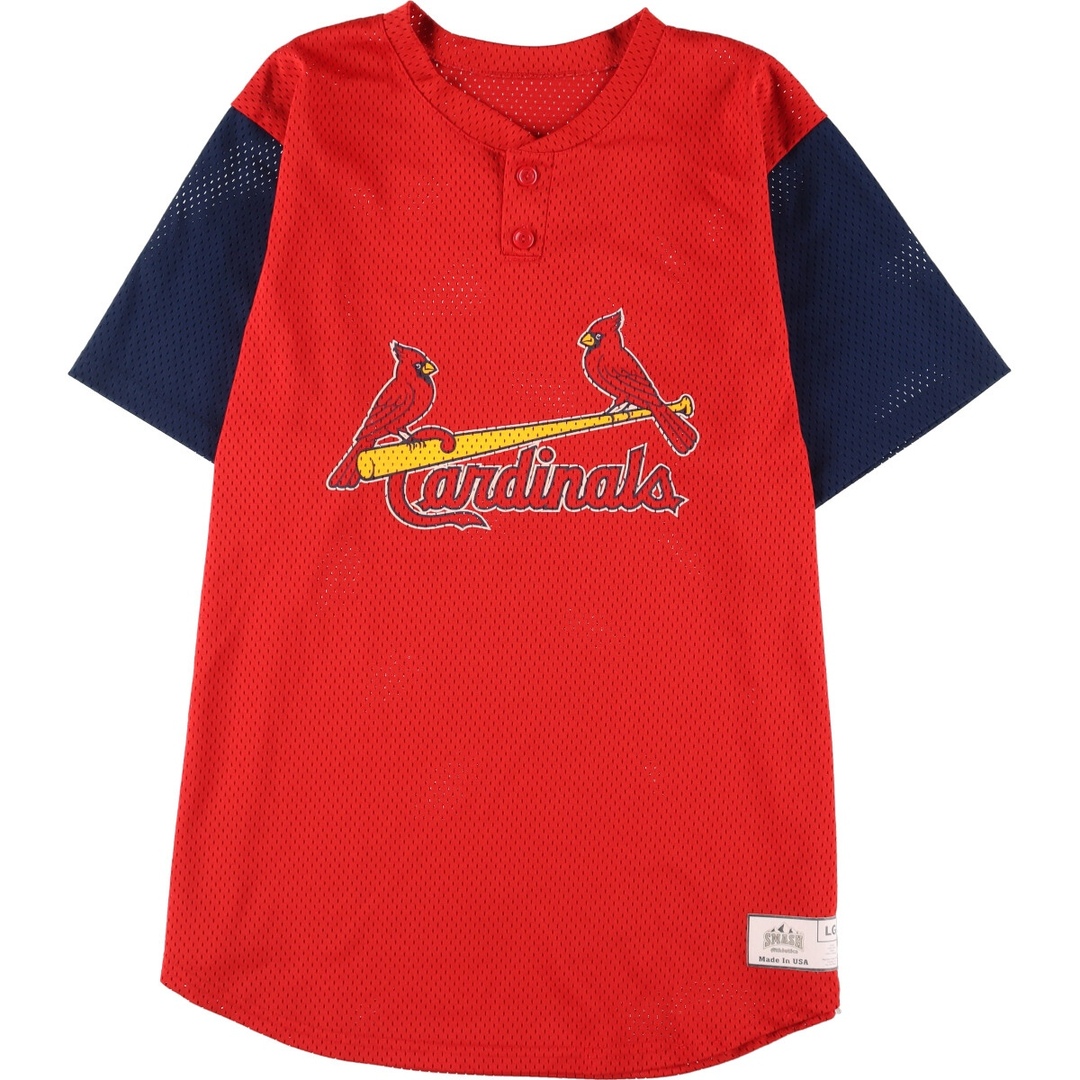 AMASH MLB ST. LOUIS CARDINALS セントルイスカージナルス メッシュ ゲームシャツ ベースボールシャツ USA製 メンズL /eaa337009