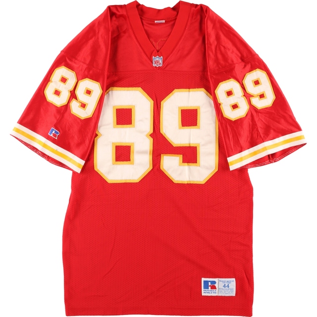 90年代 ラッセル Russell NFL KANSAS CITY CHIEFS カンザスシティチーフス Vネック ゲームシャツ フットボールシャツ USA製 メンズM ヴィンテージ /eaa338258