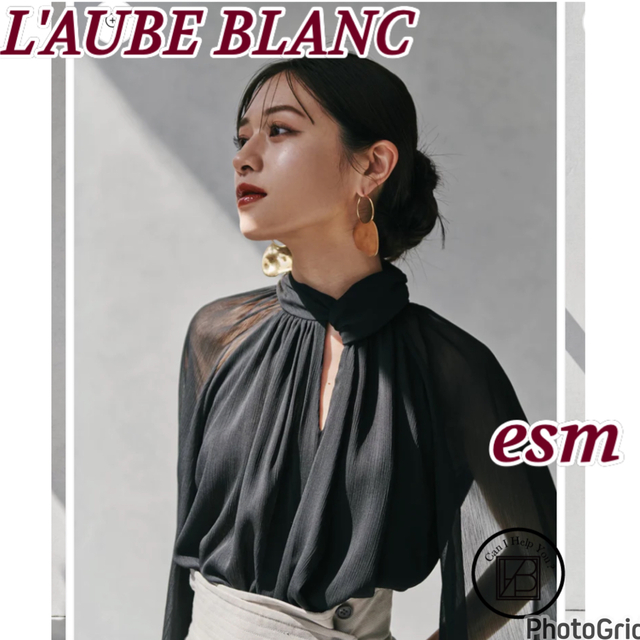 LAUBEBLANC  Cape sleeve Chiffon Blouse810cm裄丈