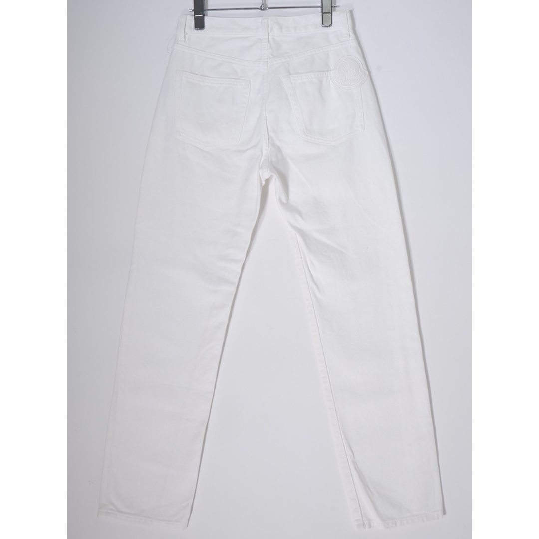 MONCLERモンクレール イタリア製 PANTALONE White Straight-Leg Trousersデカワッペンホワイトストレートデニム国内正規品【40】【LDNA71182】