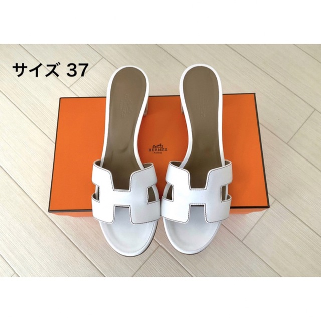 HERMES オアジス　ヒール　サンダル　ホワイト　37