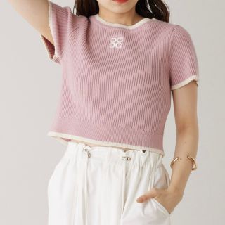 chico 胸刺繍パイピングチビニット(ピンク)