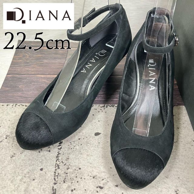 DIANA(ダイアナ)のDIANA ダイアナ 22.5 ウェッジ ストラップ 切替 パンプス ブラック レディースの靴/シューズ(ハイヒール/パンプス)の商品写真