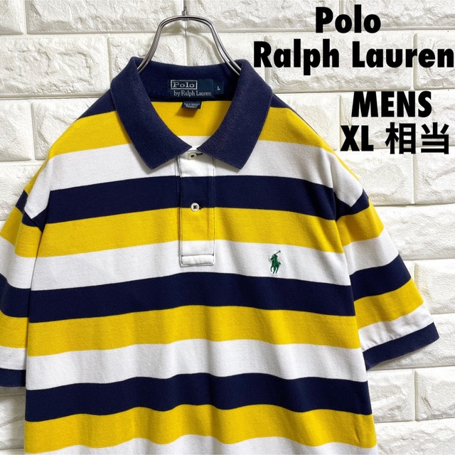 POLO RALPH LAUREN(ポロラルフローレン)のポロラルフローレン　半袖ポロシャツ　ボーダー　ポニー刺繍　メンズXLサイズ相当 メンズのトップス(ポロシャツ)の商品写真