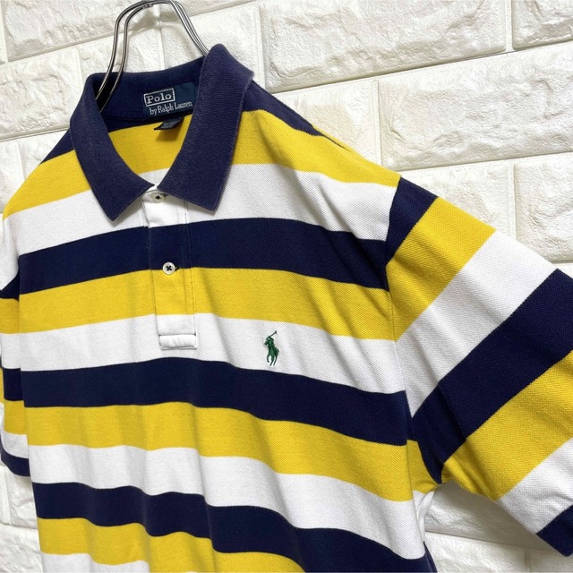 POLO RALPH LAUREN(ポロラルフローレン)のポロラルフローレン　半袖ポロシャツ　ボーダー　ポニー刺繍　メンズXLサイズ相当 メンズのトップス(ポロシャツ)の商品写真