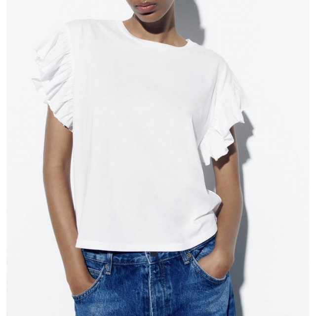 OZOC(オゾック)のOZOC【即納】オゾック ワールド ホワイト 白 Tシャツ フリル カットソー レディースのトップス(Tシャツ(半袖/袖なし))の商品写真