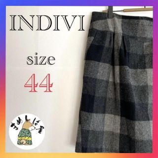 INDIVI 黒タイトスカート 膝下 大きいサイズ44