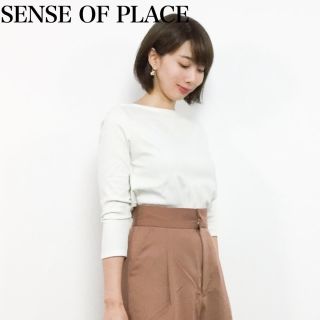 センスオブプレイスバイアーバンリサーチ(SENSE OF PLACE by URBAN RESEARCH)のSENSE OF PLACE  ランダムリブボートネックTシャツ(7分袖)(Tシャツ(長袖/七分))