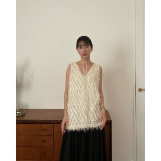 クラネ(CLANE)のCLANE W FACE CROSS FRINGE TOPS(タンクトップ)