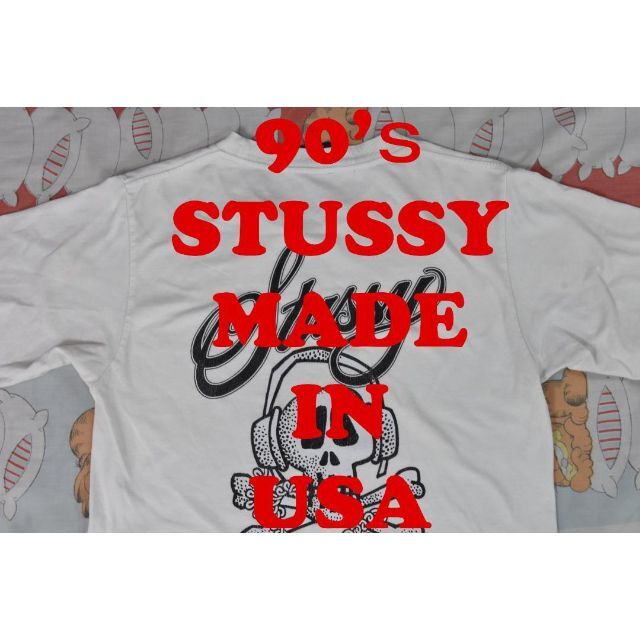 STUSSY - ステューシー 90s スカル Tシャツ 12489c USA製 両面