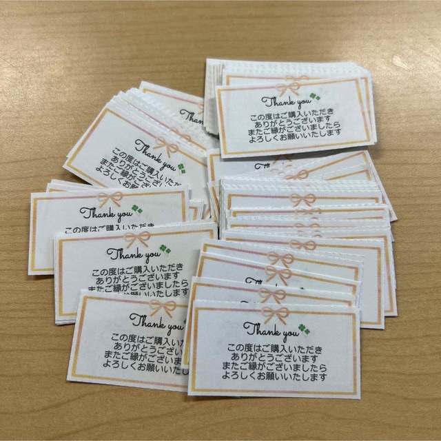 【SALE】サンキューカード　396枚　りぼん ハンドメイドの文具/ステーショナリー(カード/レター/ラッピング)の商品写真