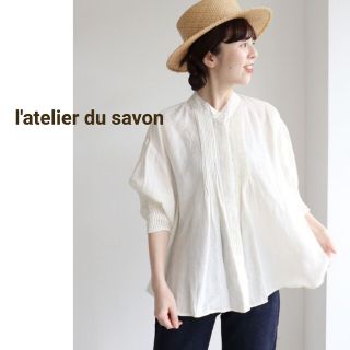 アトリエドゥサボン(l'atelier du savon)のアトリエドゥサボン　ピンタックリネンブラウス　ゆったりAライン(シャツ/ブラウス(長袖/七分))