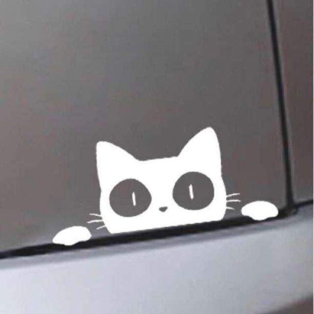 猫 ステッカー 車 窓ガラス カーステッカー 防水 白猫 転写シール インテリア