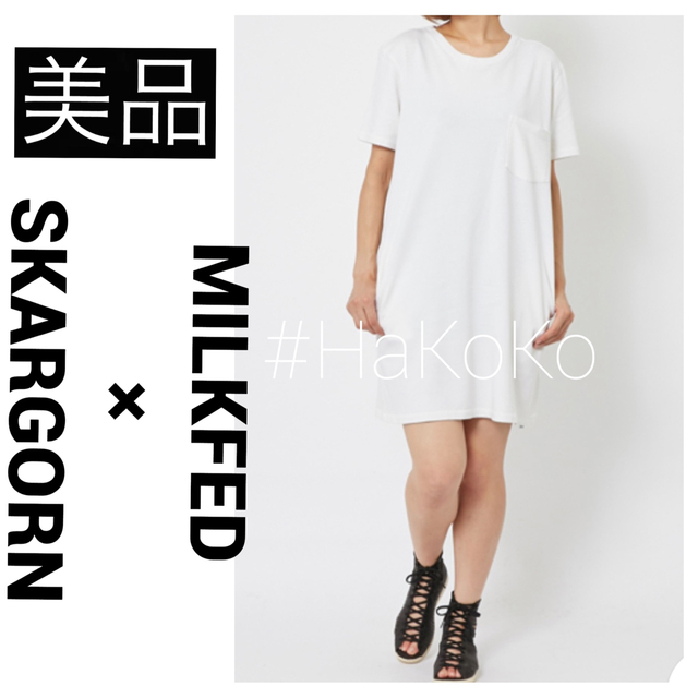 MILKFED.(ミルクフェド)の◆美品　ミルクフェド スカルゴーン コラボ 別注 Tシャツ ワンピース ホワイト レディースのワンピース(ひざ丈ワンピース)の商品写真