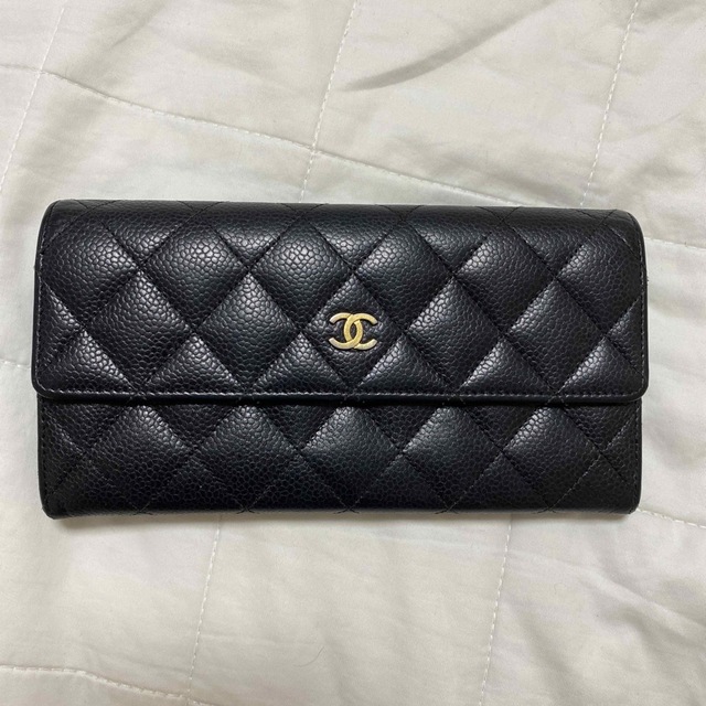 公式ショップ】 CHANEL - キャビアスキン 長財布 本物 CHANEL 財布