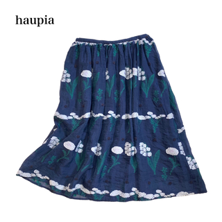 ハウピア haupia 刺繡 フローラル 花柄 ドット チュール フレアスカート