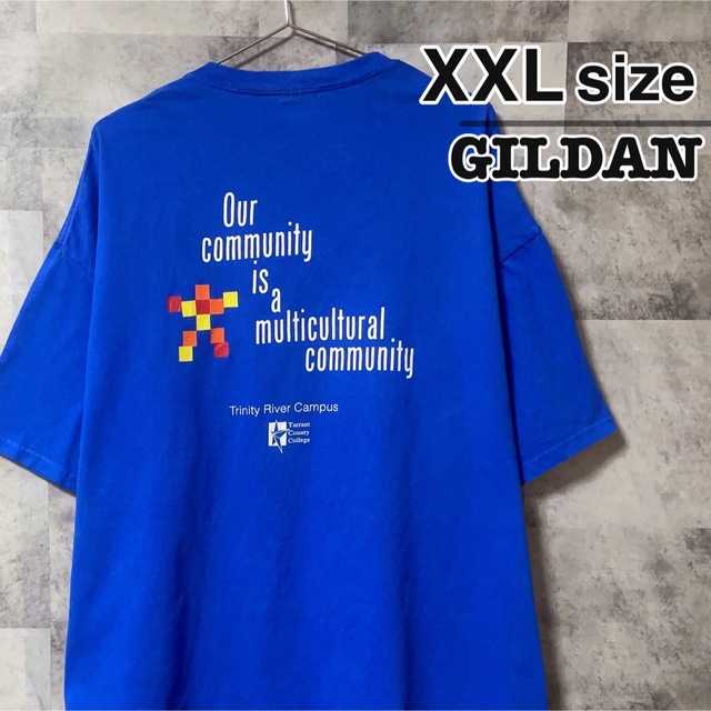 GILDAN(ギルタン)のGILDAN ギルダン　Tシャツ　XXLサイズ　カレッジ　青　ブルー　USA古着 メンズのトップス(Tシャツ/カットソー(半袖/袖なし))の商品写真