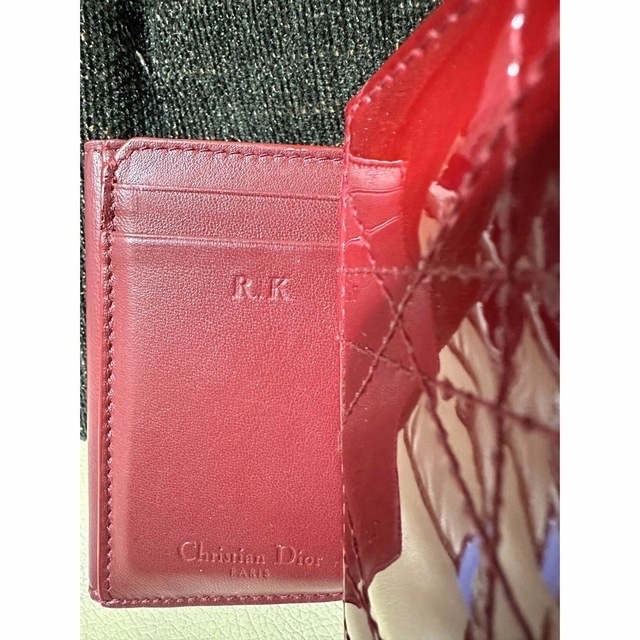 Christian Dior(クリスチャンディオール)の【本日限定値下】Lady DIOR ロータスウォレット カナージュ 赤　財布 レディースのファッション小物(財布)の商品写真