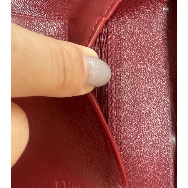 Christian Dior(クリスチャンディオール)の【本日限定値下】Lady DIOR ロータスウォレット カナージュ 赤　財布 レディースのファッション小物(財布)の商品写真