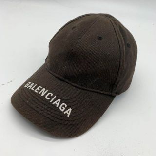 バレンシアガ(Balenciaga)のBALENCIAGA　バイザーロゴ　キャップ　L59　マジックテープ　ブラウン(キャップ)