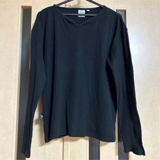 アヴィレックス(AVIREX)のAVIREX  Vネック長袖カットソー　黒　Lサイズ(Tシャツ/カットソー(七分/長袖))