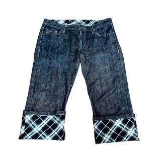 バーバリーブルーレーベル(BURBERRY BLUE LABEL)の美品　バーバリーブルーレーベル　デニム　ノバチェック　クロップド丈　24(デニム/ジーンズ)