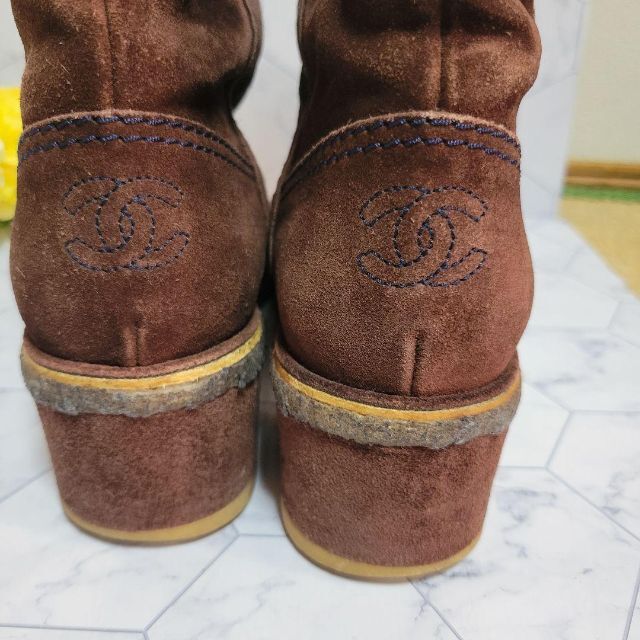 CHANEL - CHANEL スエード ココマーク 刺繍 ロゴ ブーツ ロング