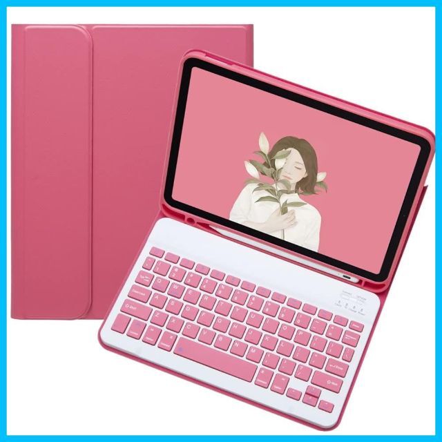 【色: 濃いピンク】iPad 第10世代 キーボード ケース キャンディー色 ペ