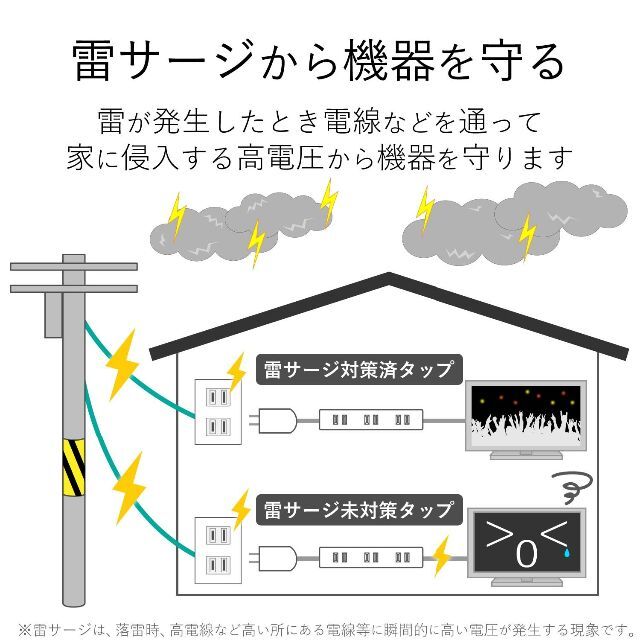 エレコム 電源タップ 雷ガード 一括スイッチ マグネット付き 抜け止めコンセント 8