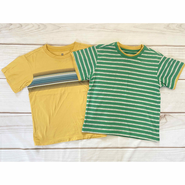 UNIQLO(ユニクロ)の【120】ユニクロ半袖Tシャツ2点セット　男の子夏物ボーダー柄 キッズ/ベビー/マタニティのキッズ服男の子用(90cm~)(Tシャツ/カットソー)の商品写真