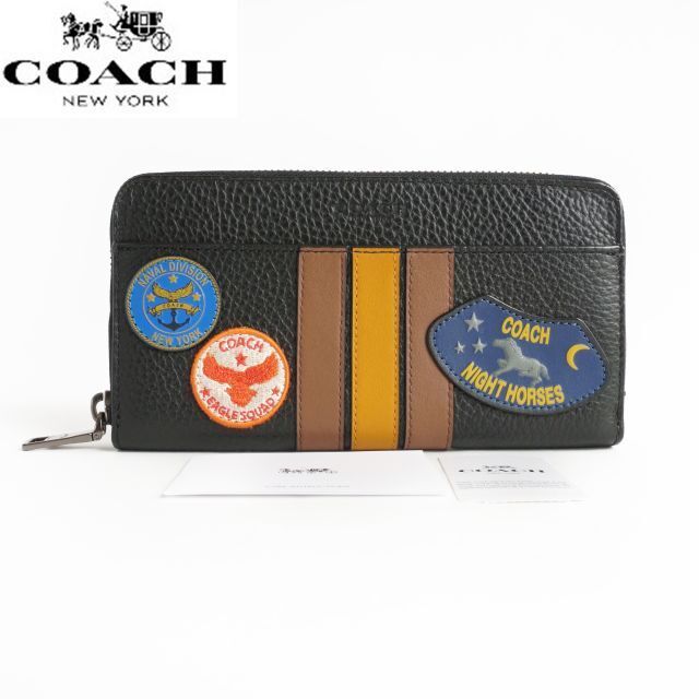 COACH(コーチ)のコーチ F30756 ヴァーシティ ストライプ ミリタリーパッチ $295 メンズのファッション小物(長財布)の商品写真