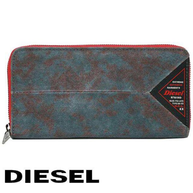 DIESEL(ディーゼル)のDIESEL ディーゼル 長財布 オーバーダイワックスキャンバス ブルー メンズのファッション小物(長財布)の商品写真