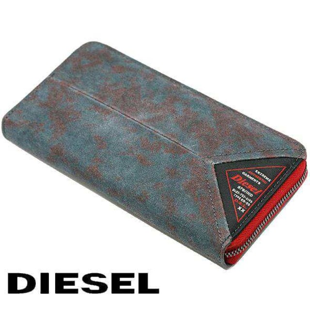 DIESEL(ディーゼル)のDIESEL ディーゼル 長財布 オーバーダイワックスキャンバス ブルー メンズのファッション小物(長財布)の商品写真