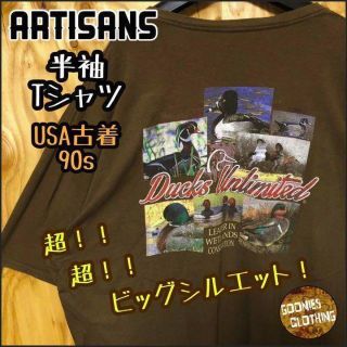 ブラウン ビッグシルエット 鳥 アニマル USA古着 90s 半袖 Tシャツ(Tシャツ/カットソー(半袖/袖なし))