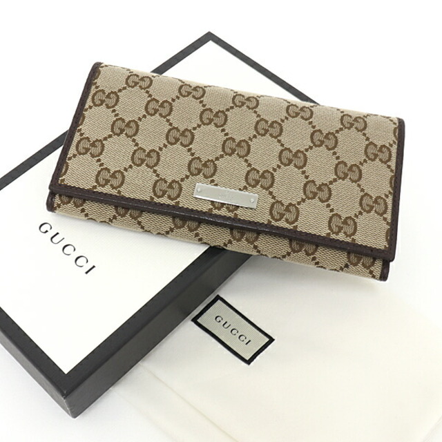 Gucci - GUCCI グッチ GGキャンバス 二つ折り長財布 フラップ