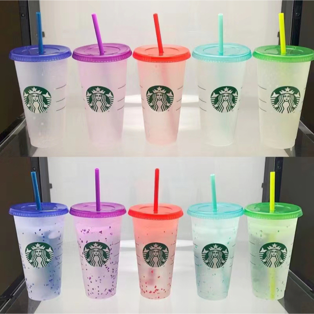 Starbucks Coffee(スターバックスコーヒー)の新品　即発送　スターバックス　カラーチェンジング　リユーザブルカップ　5点セット インテリア/住まい/日用品のキッチン/食器(グラス/カップ)の商品写真