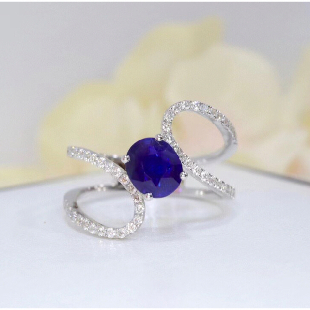 人気沸騰】 天然 ロイヤルブルーサファイア f k18 リング1.02ct ダイヤ