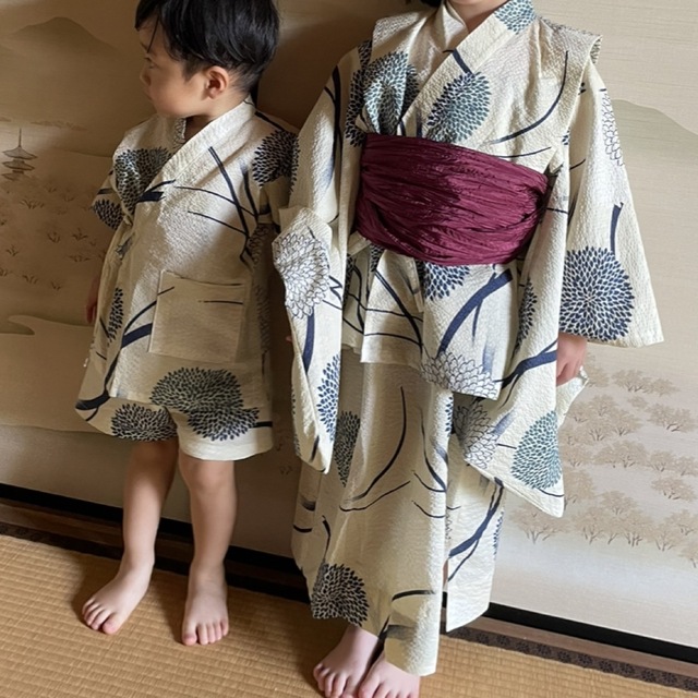 ハンドメイド＊浴衣110＆甚平90セット キッズ/ベビー/マタニティのキッズ服女の子用(90cm~)(甚平/浴衣)の商品写真