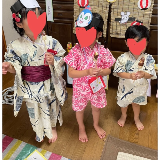 ハンドメイド＊浴衣110＆甚平90セット キッズ/ベビー/マタニティのキッズ服女の子用(90cm~)(甚平/浴衣)の商品写真