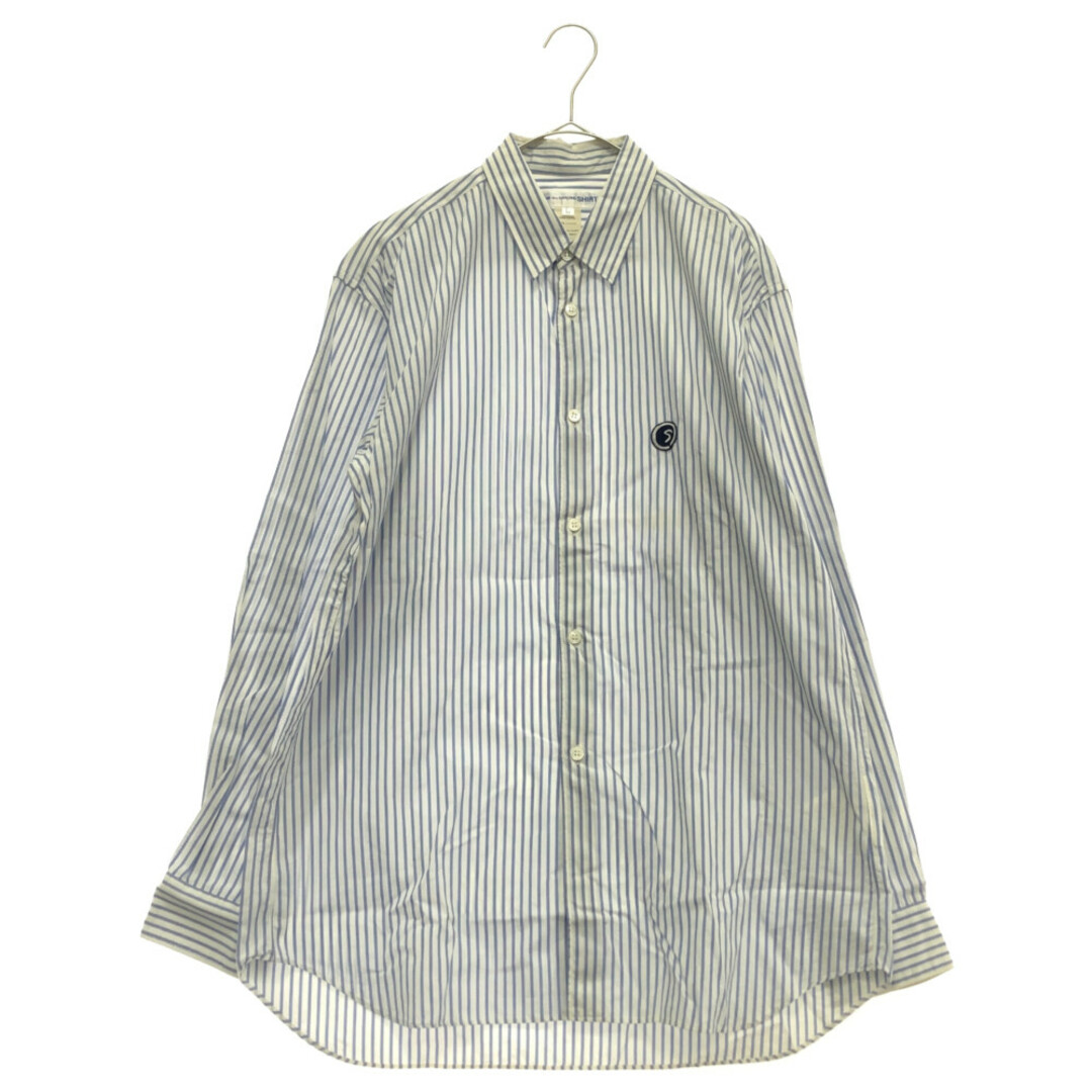 COMME des GARCONS SHIRT コムデギャルソンシャツ 07SS 刺? ロゴ ストライプ 長袖シャツ ブルー S15133