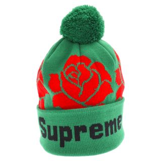 シュプリーム(Supreme)のSUPREME シュプリーム 22AW Rose Beanie ローズビーニー ローズ柄ボンボンニット帽 アクリルニット グリーン(ニット帽/ビーニー)