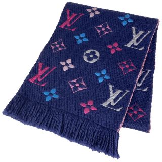 美品 ルイヴィトン 超大判スカーフ モノグラム ピンク フリンジ シルク