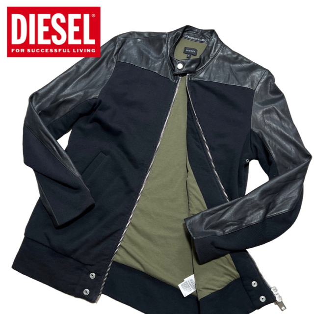 DIESEL(ディーゼル)のDIESEL ディーゼル メンズ 羊革 ラム スウェット レザー  ジャケット メンズのジャケット/アウター(レザージャケット)の商品写真