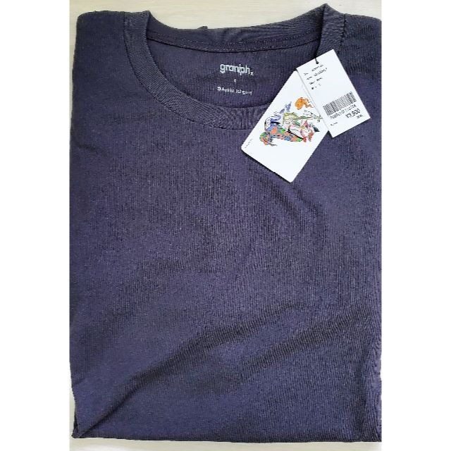 Design Tshirts Store graniph(グラニフ)のグラニフ 石黒亜矢子 猫股 Lサイズ ユニセックス カラー:スミクロ メンズのトップス(Tシャツ/カットソー(七分/長袖))の商品写真