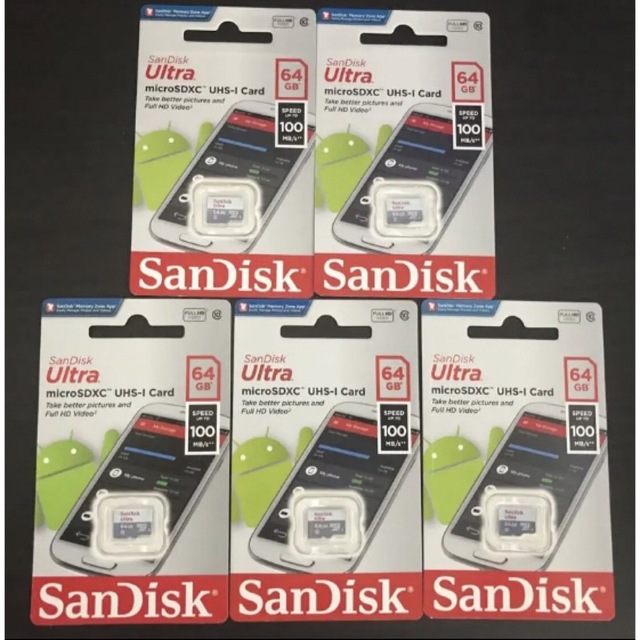 マイクロSDカード microSD 64GB 5枚セット  SanDisk