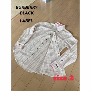 バーバリーブラックレーベル(BURBERRY BLACK LABEL)のバーバリーブラックレーベル　シャツ　チェック　長袖　白×薄グレー(シャツ)