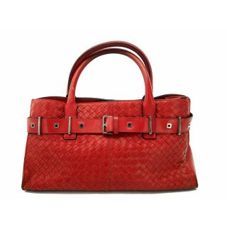 ボッテガヴェネタ(Bottega Veneta)のボッテガヴェネタ イントレチャート ハンド バッグ 赤 ■■◎レディース(ハンドバッグ)