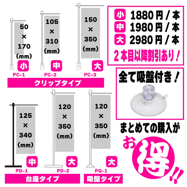 ミニのぼり旗 ミニノボリ  オーダーメイド トラック　スライド板　アンドン